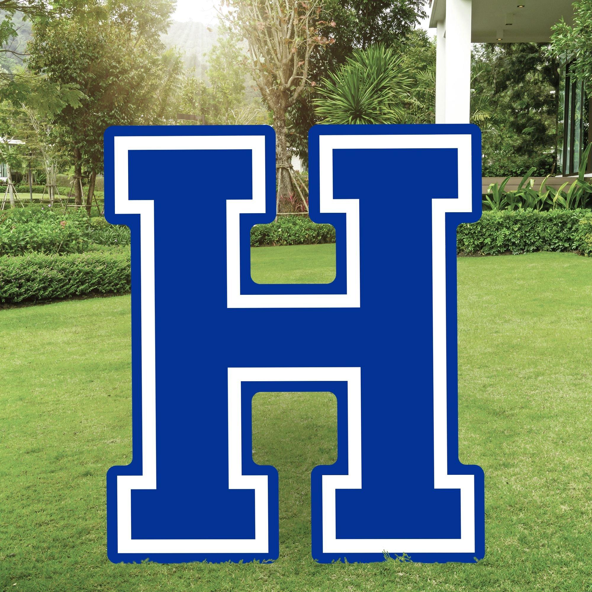 Royal Blue Collegiate Letter (H) Corrugated Plastic Yard Sign, 30in Party City